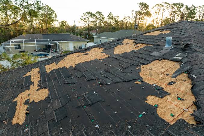 Storm damage roof repair project